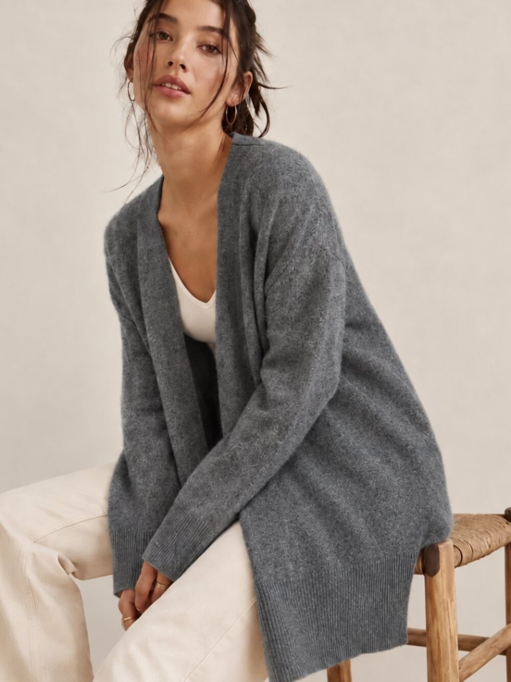 Madewell Cozy Walker Cardigan Merino Wool Alpaca Long Open Front Grey Small